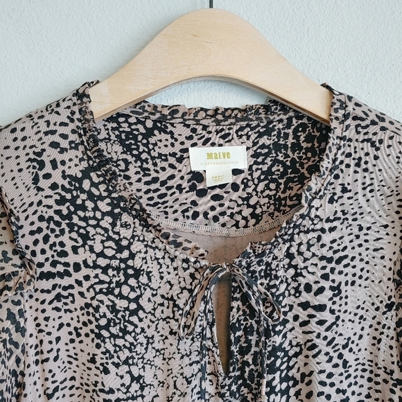 Maeve Anthropologie Jacquin Animal Print Peasant Boho Blouse Sz S - Picture 8 of 13